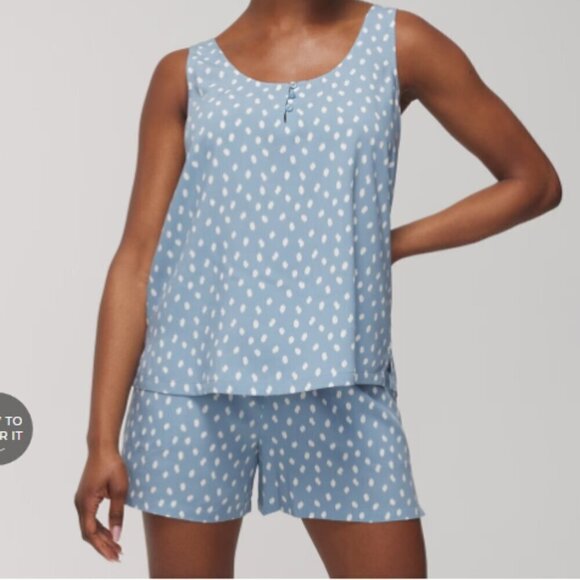 NWT Soma Rayon Challis Tank Shorts Bag Set Madras Dot Mini Daydream Size S - Picture 1 of 12